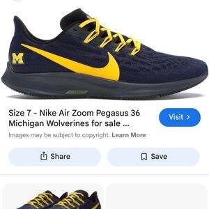 Nike Air Zoom Michigan Pegasus 36 - Navy and Yellow SIZE 12